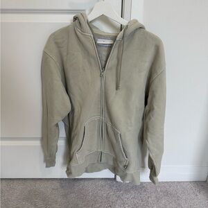 Sage Green TNA Zip-Up Hoodie